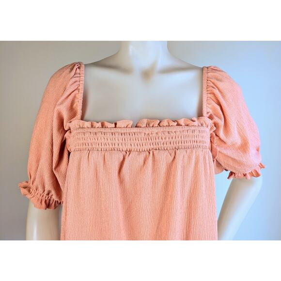 NEW Sugarlips Miss Sunshine Peach Milkmaid Smock Babydoll Minidress Size Medium - Picture 4 of 11